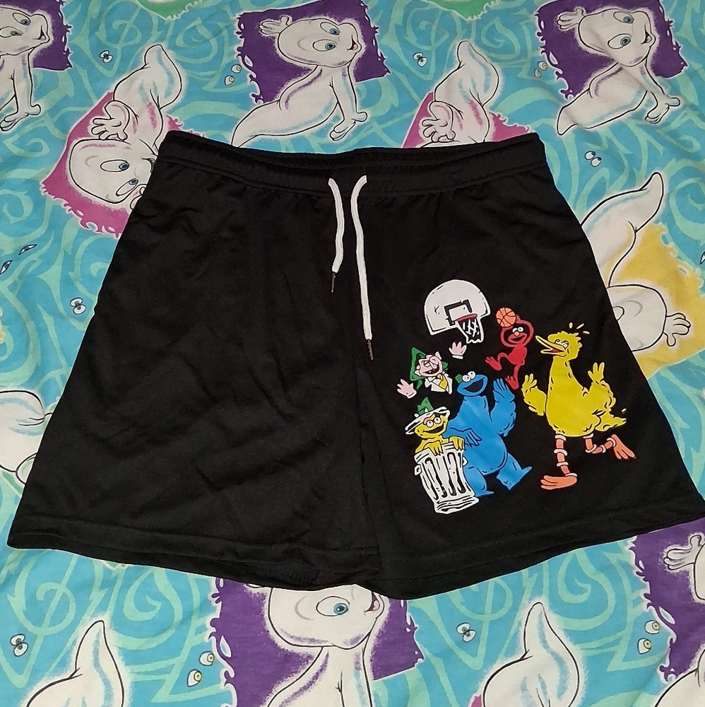 Sesame Street Basketball Jersey Gym Shorts Elmo Big Bird